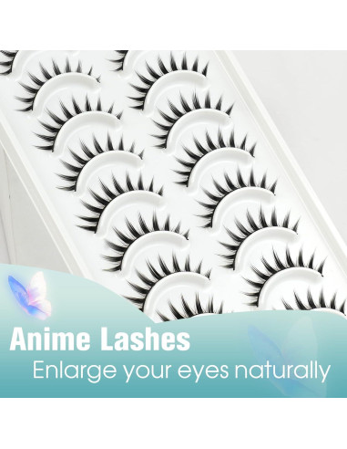Pestañas Postizas Obeyalash Ojo de Gato Anime 12mm 10 Pares