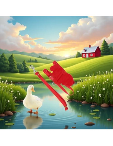 Arnés Ajustable para Patos y Pollos Pssopp - Chaleco Transpirable Rojo M