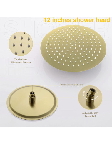 Sistema de Ducha TRUSTMI 30.48 cm Oro Cepillado con Válvula