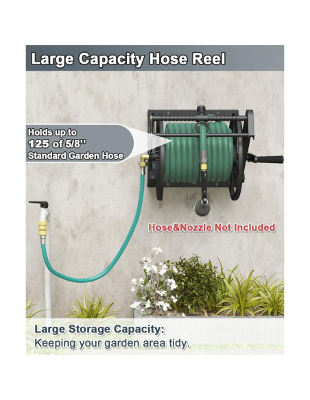 Carrete de Manguera de Jardín Artigarden 125 pies Metal Negro