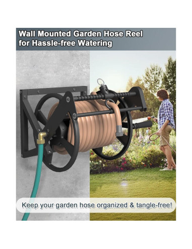 Carrete de Manguera de Jardín Artigarden 125 pies Metal Negro