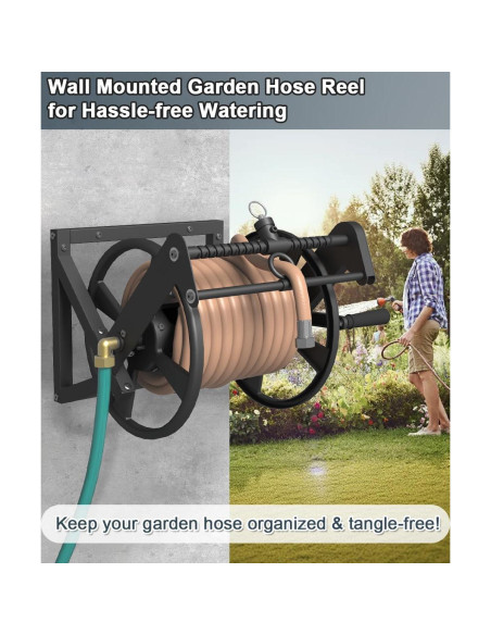 Carrete de Manguera de Jardín Artigarden 125 pies Metal Negro