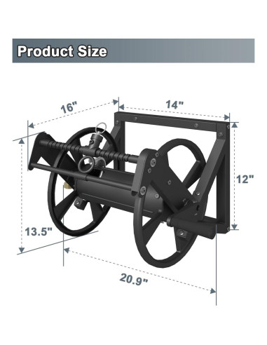 Carrete de Manguera de Jardín Artigarden 125 pies Metal Negro