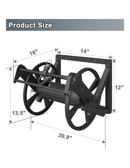 Carrete de Manguera de Jardín Artigarden 125 pies Metal Negro