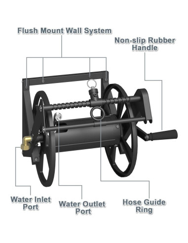 Carrete de Manguera de Jardín Artigarden 125 pies Metal Negro
