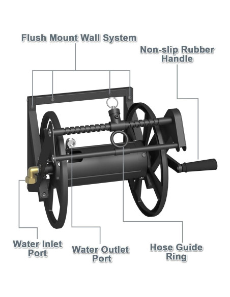 Carrete de Manguera de Jardín Artigarden 125 pies Metal Negro