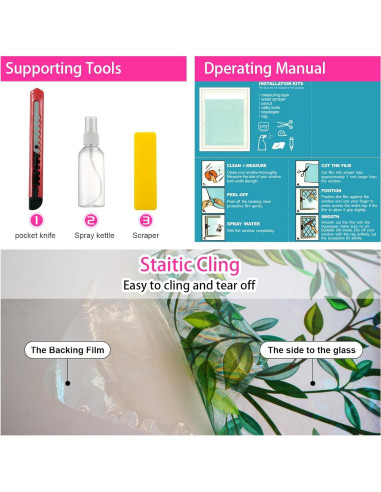 Película Decorativa para Ventanas INEFARO Hojas Arcoíris 44.5x200 cm