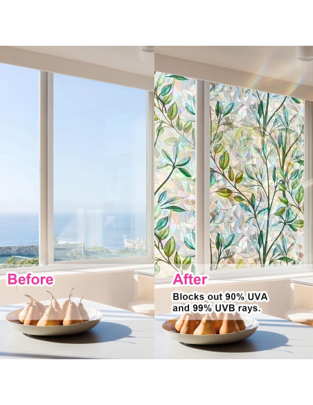 Película Decorativa para Ventanas INEFARO Hojas Arcoíris 44.5x200 cm