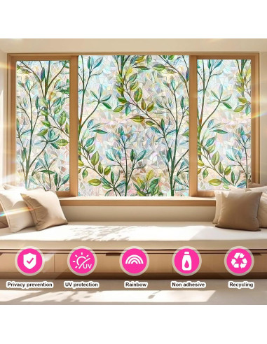 Película Decorativa para Ventanas INEFARO Hojas Arcoíris 44.5x200 cm