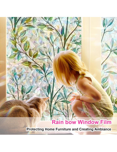 Película Decorativa para Ventanas INEFARO Hojas Arcoíris 44.5x200 cm