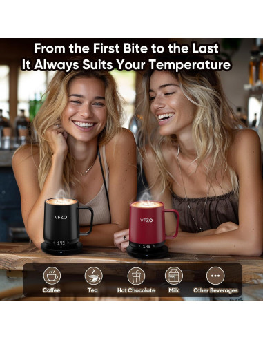 Taza Inteligente VFZO Auto Calentable 12oz Negra con LED
