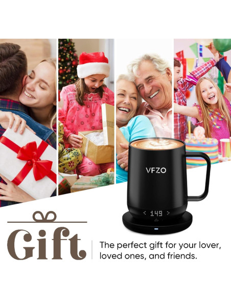Taza Inteligente VFZO Auto Calentable 12oz Negra con LED