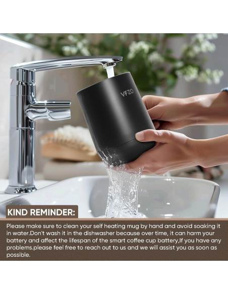 Taza Inteligente VFZO Auto Calentable 12oz Negra con LED