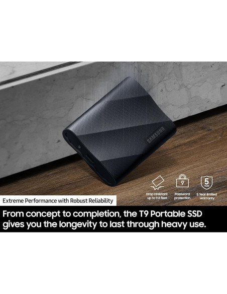 SSD Portátil Samsung T9 4TB USB 3.2 Gen 2x2 Negro