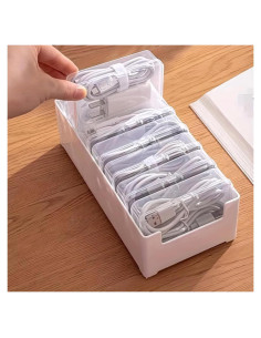 Caja de Almacenamiento de Cables Transparente LJRHYEH 20x10x6cm