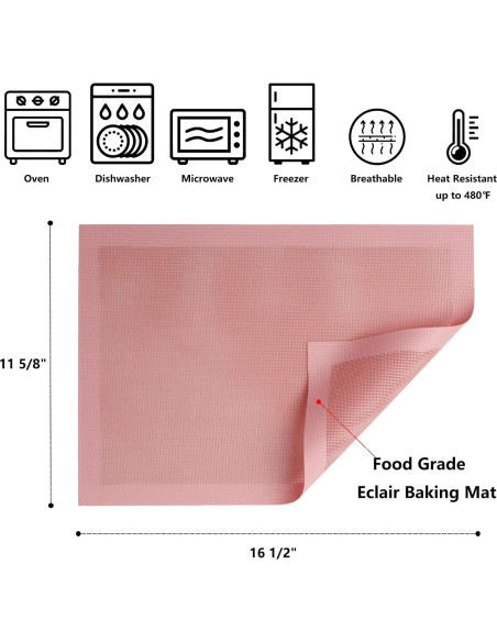 Tapetes de Hornear Perforados AMYONE 2 PCS Silicona Rosa 41.9x29.5 cm