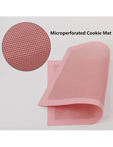 Tapetes de Hornear Perforados AMYONE 2 PCS Silicona Rosa 41.9x29.5 cm