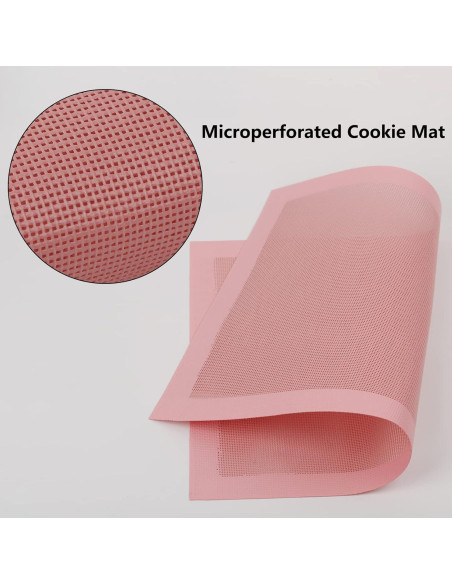 Tapetes de Hornear Perforados AMYONE 2 PCS Silicona Rosa 41.9x29.5 cm