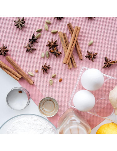 Tapetes de Hornear Perforados AMYONE 2 PCS Silicona Rosa 41.9x29.5 cm