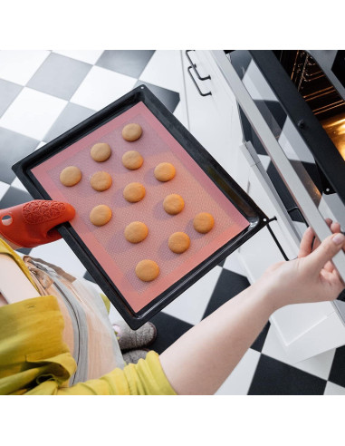 Tapetes de Hornear Perforados AMYONE 2 PCS Silicona Rosa 41.9x29.5 cm