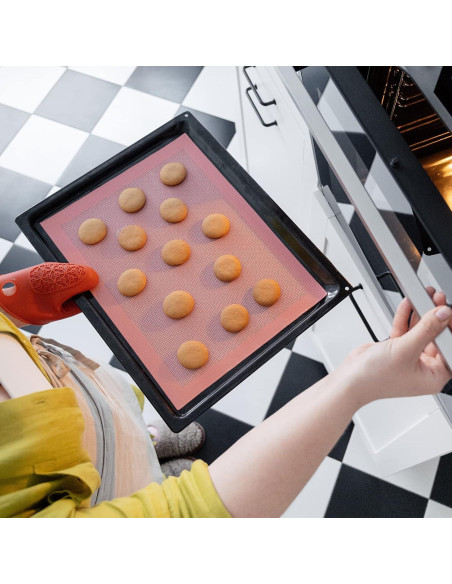 Tapetes de Hornear Perforados AMYONE 2 PCS Silicona Rosa 41.9x29.5 cm