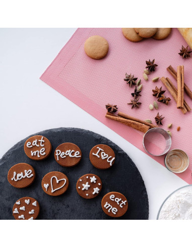 Tapetes de Hornear Perforados AMYONE 2 PCS Silicona Rosa 41.9x29.5 cm