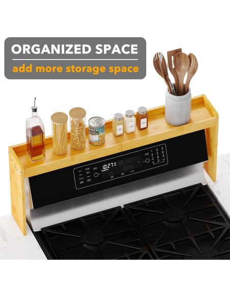 Estante para Especias SpaceAid de Bambú 80 cm sobre Estufa Estante para Especias SpaceAid de Bambú 80 cm sobre Estufa