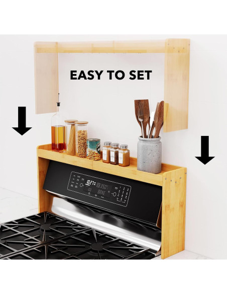 Estante para Especias SpaceAid de Bambú 80 cm sobre Estufa Estante para Especias SpaceAid de Bambú 80 cm sobre Estufa