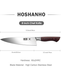 Cuchillo de Chef HOSHANHO 20.32 cm Acero Inoxidable Profesional 2