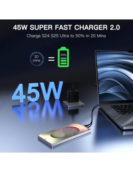 Cargador Rápido USB-C 45W Ximytec + Cable 3FT - Paquete de 2
