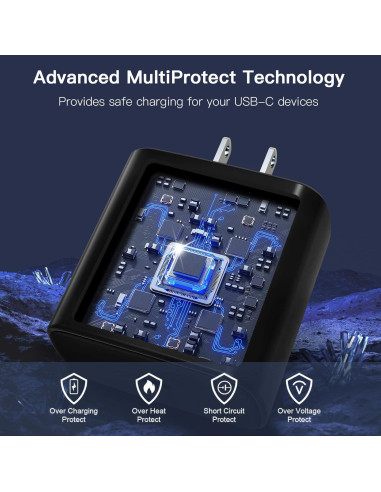 Cargador Rápido USB-C 45W Ximytec + Cable 3FT - Paquete de 2