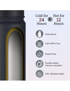 Botella de Agua Acero Inoxidable mininoo 710 ml Negra 2