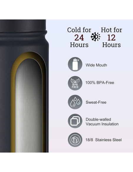 Botella de Agua Acero Inoxidable mininoo 710 ml Negra