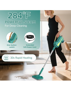 Mopa de Vapor ALLEN ADMONDS 1500W 2 en 1 Verde con Tanque Grande 2