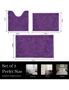 Juego de 3 Alfombrillas de Baño AINAHYVA Violeta Antideslizante 2