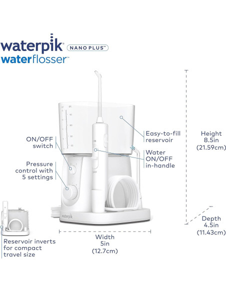 Hilo Dental Eléctrico Waterpik Nano Plus WP-320, Portátil, 4 Puntas Hilo Dental Eléctrico Waterpik Nano Plus WP-320, Portátil, 4 Puntas
