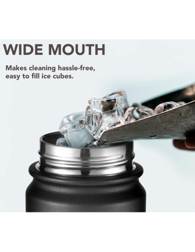 Botella de Agua Acero Inoxidable mininoo 710 ml Negra