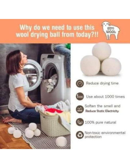 Bolas de Secadora de Lana Home & Away 6-Pack Ecológicas