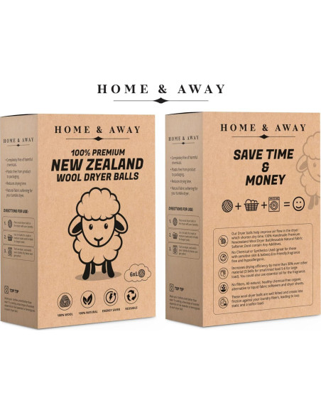 Bolas de Secadora de Lana Home & Away 6-Pack Ecológicas