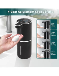 Dispensador Automático de Jabón Espumoso WREWING 380ml Negro 2