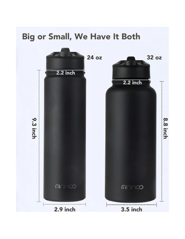 Botella de Agua Acero Inoxidable mininoo 710 ml Negra
