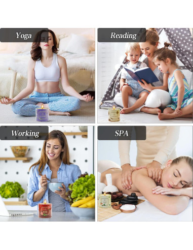 Set de 4 Velas Aromáticas de Cera de Soja Ulawell - Rosa, Lavanda, Sándalo, Manzana Canela