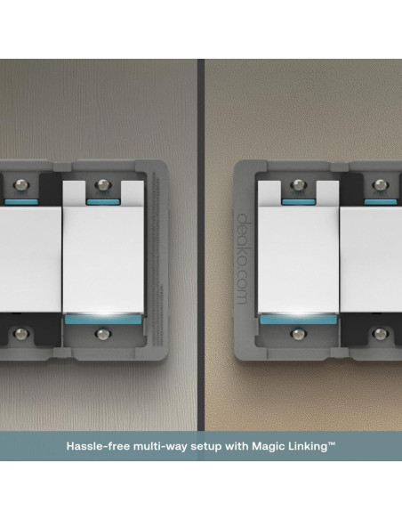 Interruptor de Luz Inteligente Deako Gen 2, 3/4 Vías, Wi-Fi 2.4 GHz