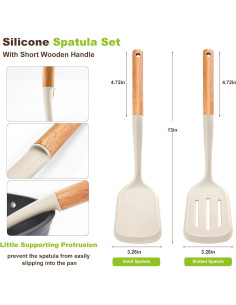 Juego de 2 Espátulas de Silicona AcoWELL con Mango de Madera 2