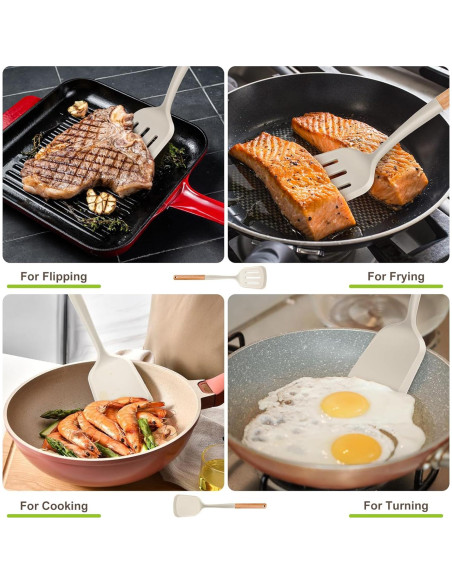 Juego de 2 Espátulas de Silicona AcoWELL con Mango de Madera