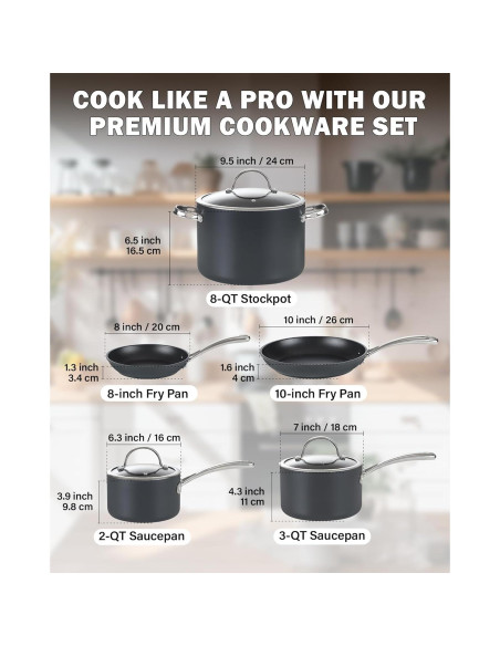 Juego de Utensilios de Cocina Cooks Standard 8 Piezas Negro