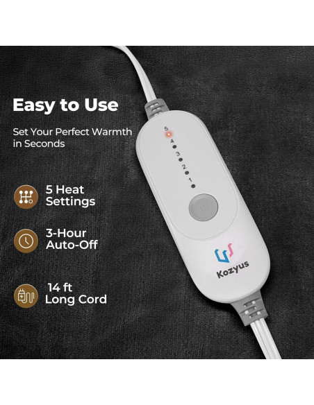 Manta Térmica Eléctrica Kozyus 50x70 cm con Bolsillo para Pies