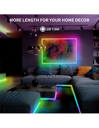 Tira LED COB RGB 20FT BUNACET con Control Remoto y App