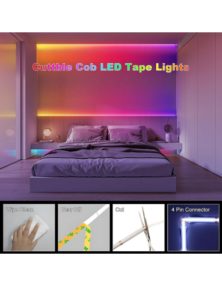 Tira LED COB RGB 20FT BUNACET con Control Remoto y App