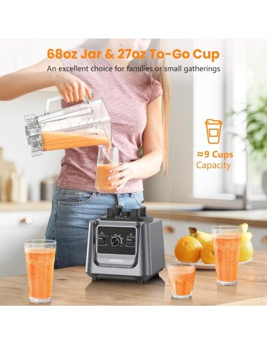 Mezclador de Encimera LAMPICK 2000W 2L con Taza 0.8L